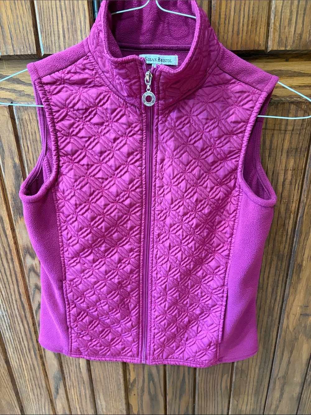 Susan Bristol Quilted Fuchsia Fleece Vest
Size Small